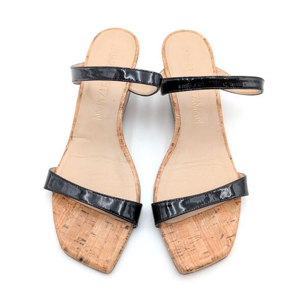Stuart Weitzman Aleena Wedge Slide Sandal Women's Black Size US9.5 EU40 - Picture 3 of 11